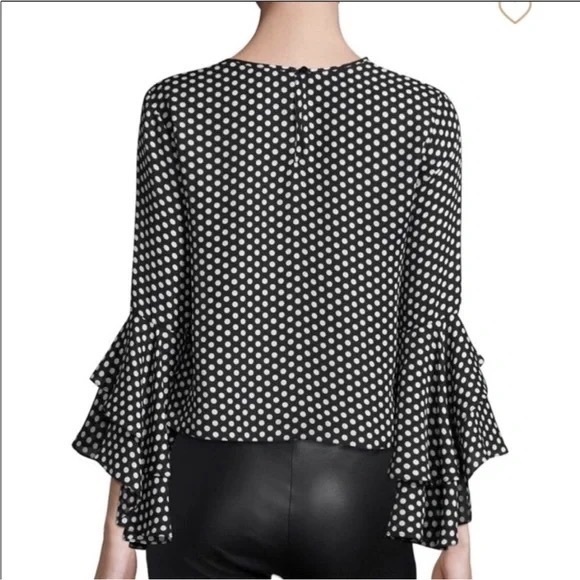 Milly Gabby Silk Polka Dot Top - Picture 3 of 12